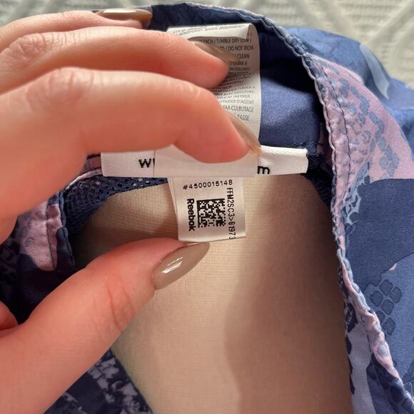 REEBOK | Blue Camouflage Windbreaker Pullover Jacket | Top - Picture 13 of 14